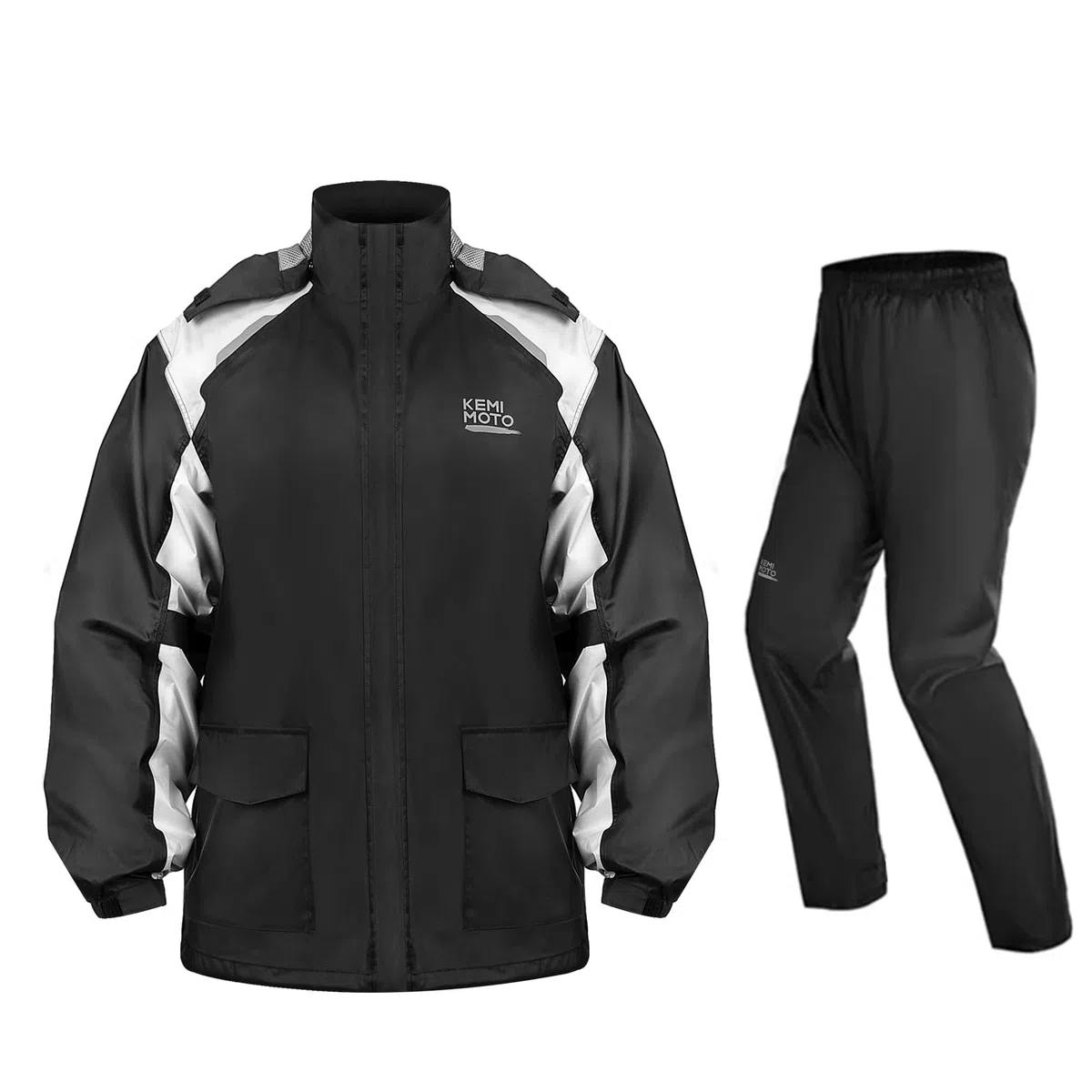 KEMIMOTO Motorrad Regenanzug Herren, 15000MMH₂O Wasserdichter Winddicht Regenmantel, Reflektierender Atmungsaktiv Fahrrad Regenbekleidung, Teilig Regenjacke für Roller Angeln Boot