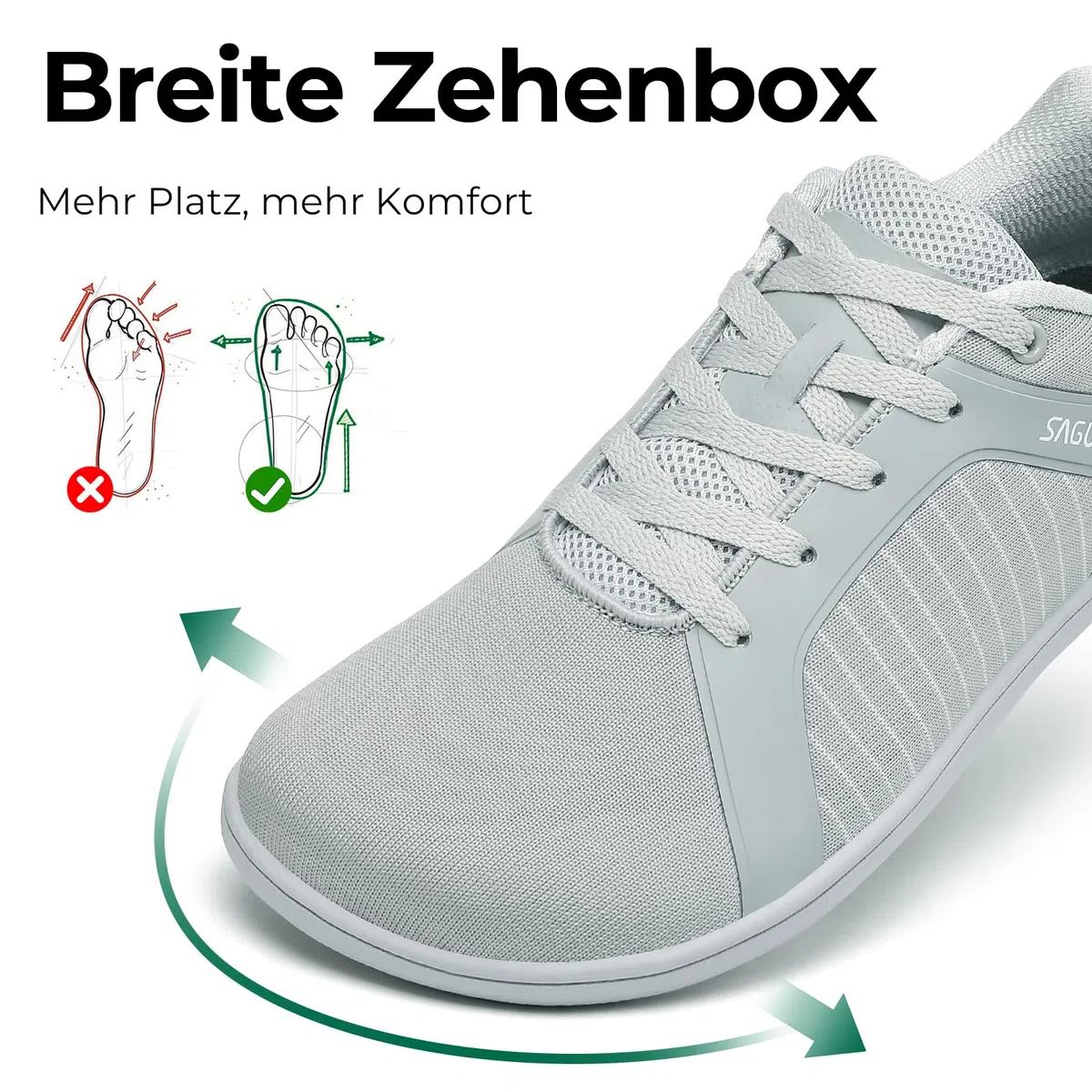 SAGUARO Barfußschuhe Herren Minimalistische Freizeitschuhe mit Zero Drop Sohle für Alltag,Pendeln,Walking,Reisen Gr.39-48