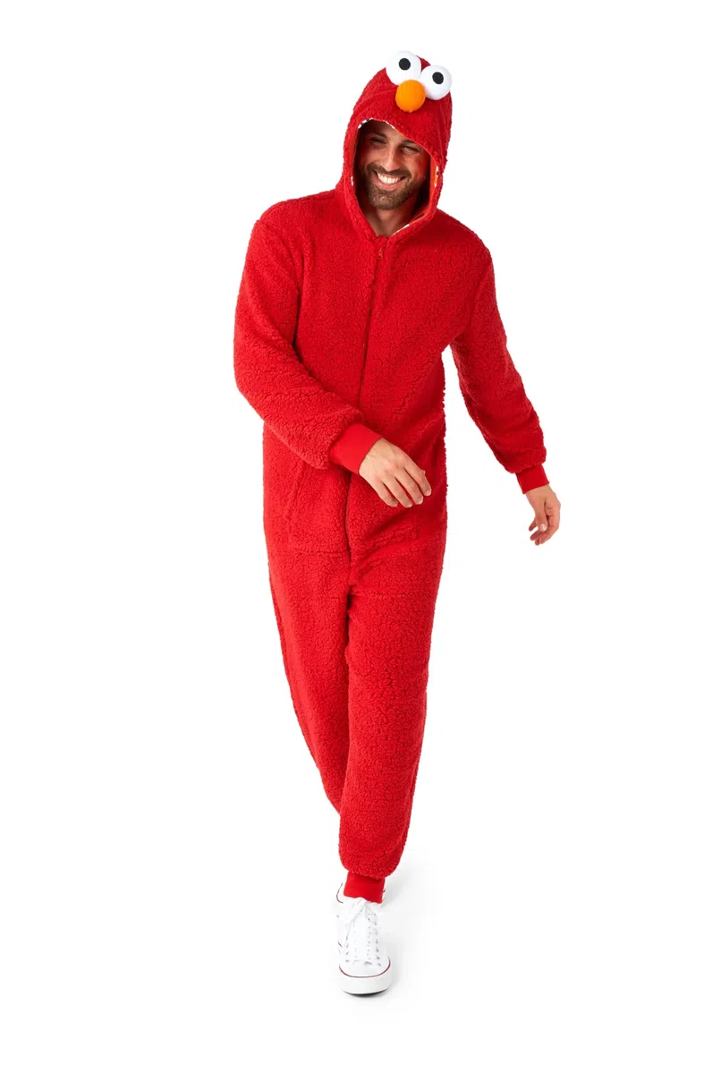 OppoSuits Einteiler für Erwachsene, Unisex – Sesamstraße, einteiliger Pyjama – lockere Passform – inklusive Taschen