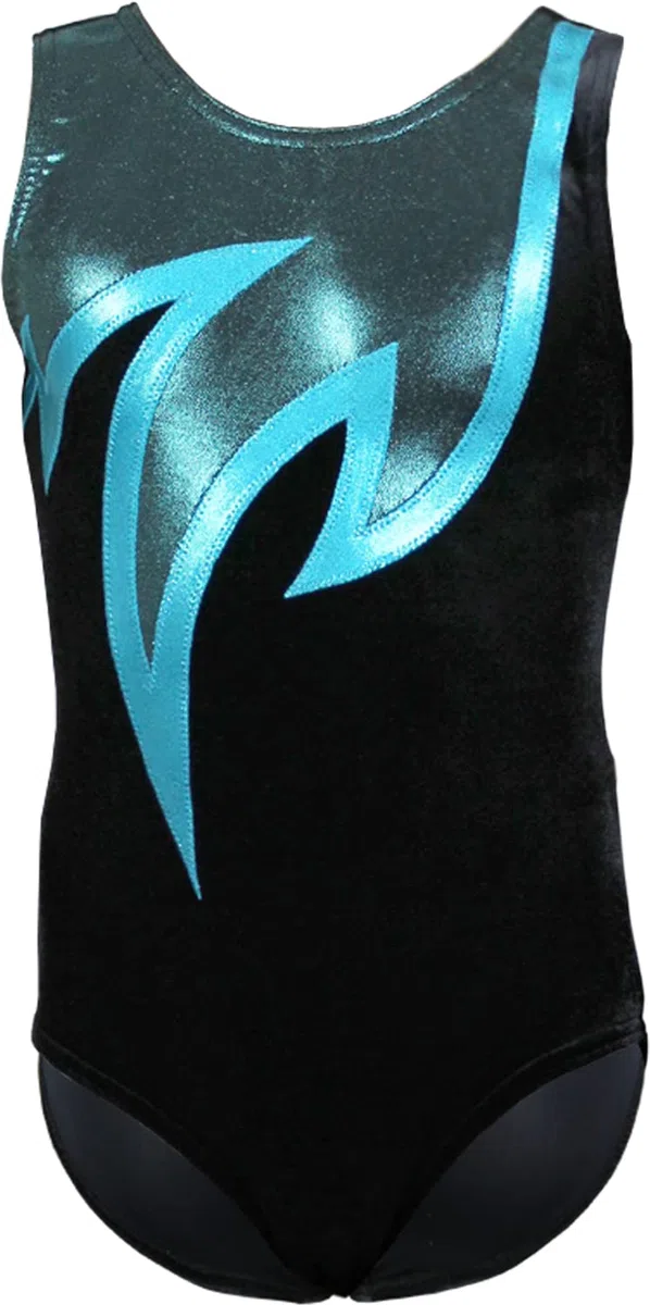 Mädchen Gymnastikanzug JAVA SPEZIAL – KURZARM Turnanzug aus Samt & Glitzerlycra mit Rundhalsausschnitt – Made in Germany