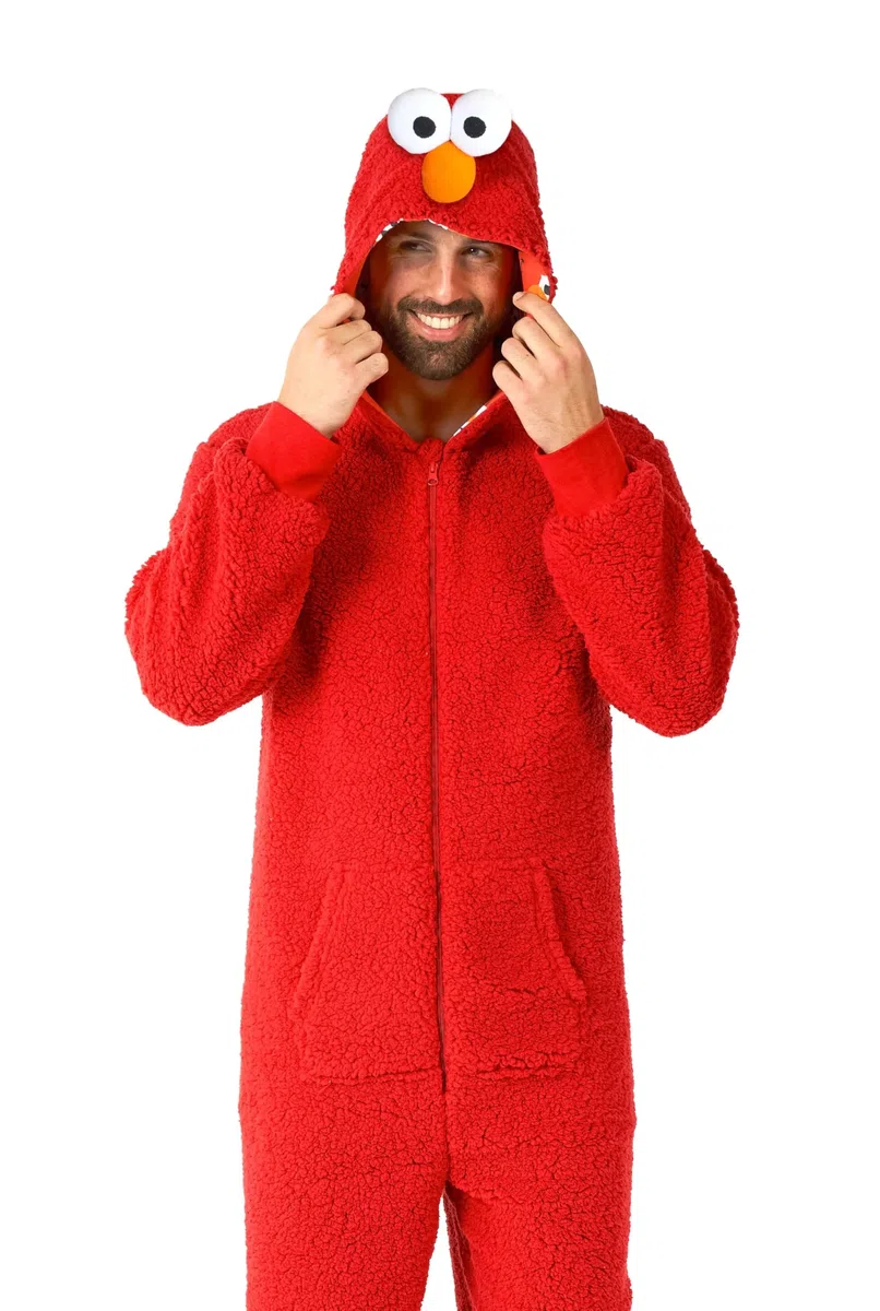 OppoSuits Einteiler für Erwachsene, Unisex – Sesamstraße, einteiliger Pyjama – lockere Passform – inklusive Taschen