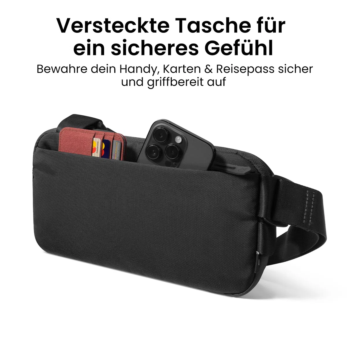 tomtoc Premium Sling Bag Herren 3L EDC Umhängetasche, leichte robuste Schultertasche für iPad mini 7 & Switch 2, ideal für Reise und Alltag, Schwarz