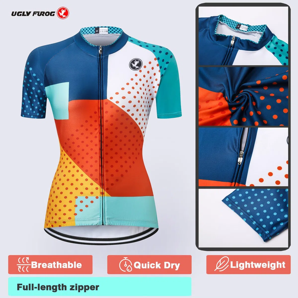 UGLY FROG Donne Manica Corta Jersey Abbigliamento Set, Ciclismo Camicia + Gel Imbottito Pantaloncini Ciclismo Equitazione Bike Sportswear