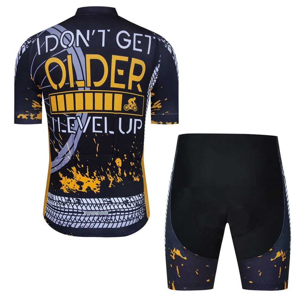 Radtrikot-Set für Herren, kurzärmeliges Hemd und 3D-Kissen-Shorts, gepolsterter Anzug, Bike-Top