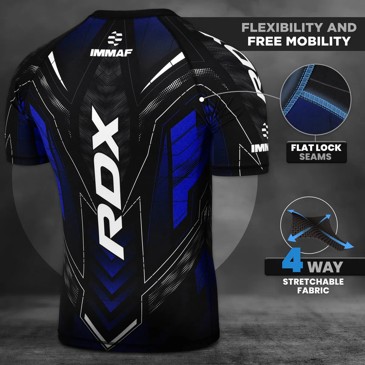RDX Rash Guard, IMMAF genehmigt Camisa de compresión, Halbe Ärmel, Atmungsaktives Oberteil mit sportlicher Passform für MMA, Muay Thai, Kickboxen, Sparring und Grappling