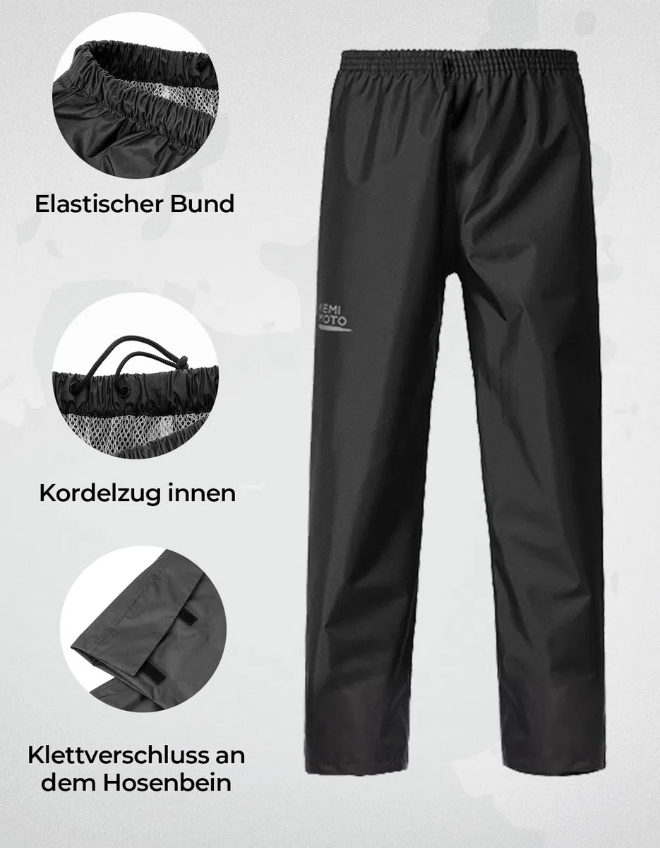 KEMIMOTO Motorrad Regenanzug Herren, 15000MMH₂O Wasserdichter Winddicht Regenmantel, Reflektierender Atmungsaktiv Fahrrad Regenbekleidung, Teilig Regenjacke für Roller Angeln Boot