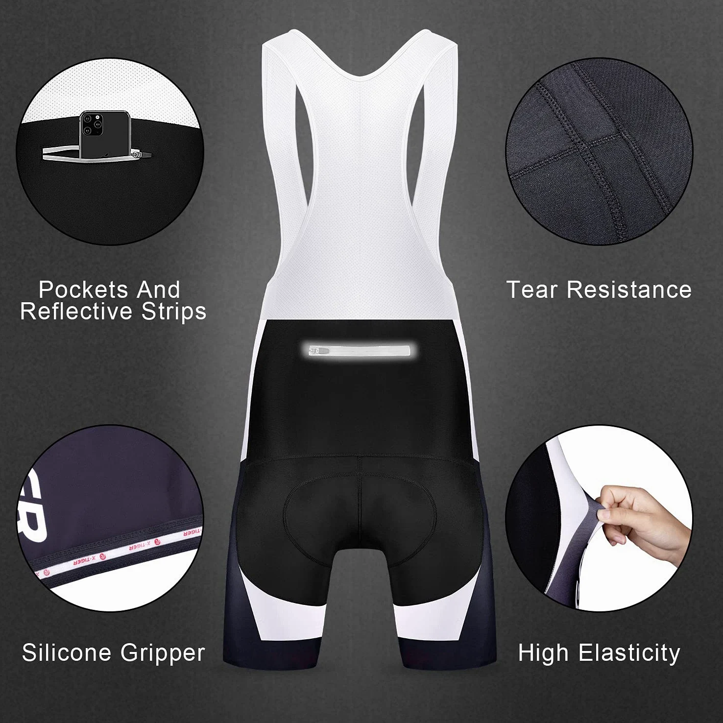 X-TIGER Herren Fahrradtrikot, kurzärmliges Set mit 5D-Gel-gepolsterten Shorts, Fahrradbekleidung Set für Mountainbikes