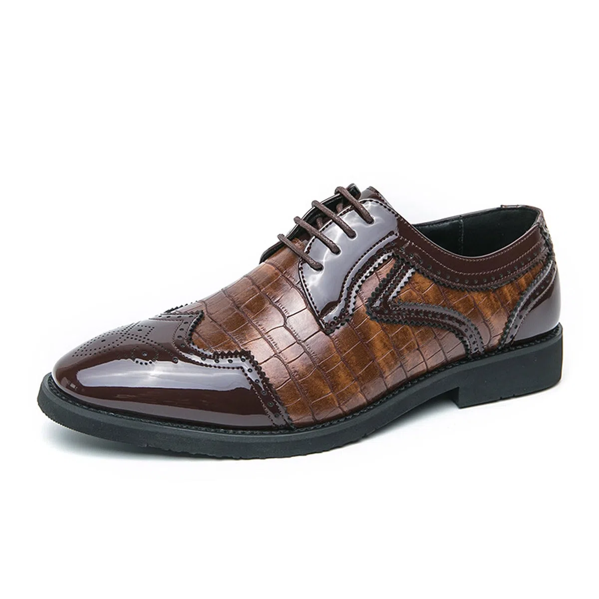 Oxford-Schuhe Herren Elegante Schnürer Zweifarbige Mit Brogue-Details Für Business & Festanlässe