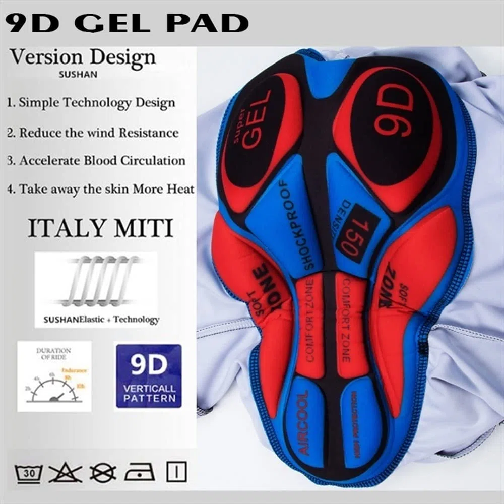 Damen Fahrradanzug Zyklus Overall Triathlon Race Set Bikewear Kleidung Skinsuit Uniform mit 9D Gel Pad Bike Set (Color : 04, Size : Large)