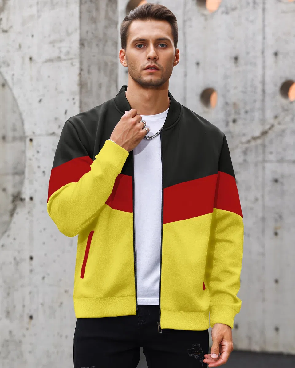 HYPESTFIT Herren leichte Jacke lässig Bomber Jacke Farbe Block Varsity Mantel