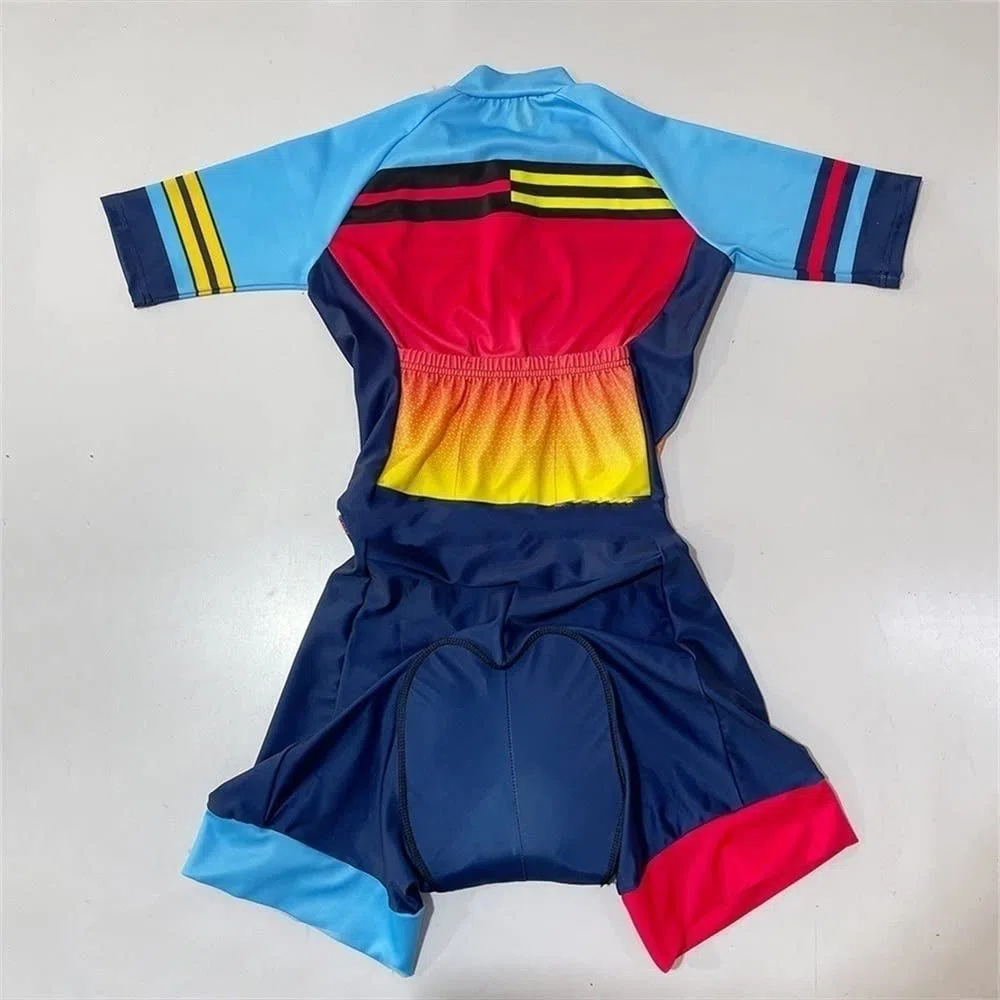 Damen Fahrradanzug Zyklus Overall Triathlon Race Set Bikewear Kleidung Skinsuit Uniform mit 9D Gel Pad Bike Set (Color : 04, Size : Large)