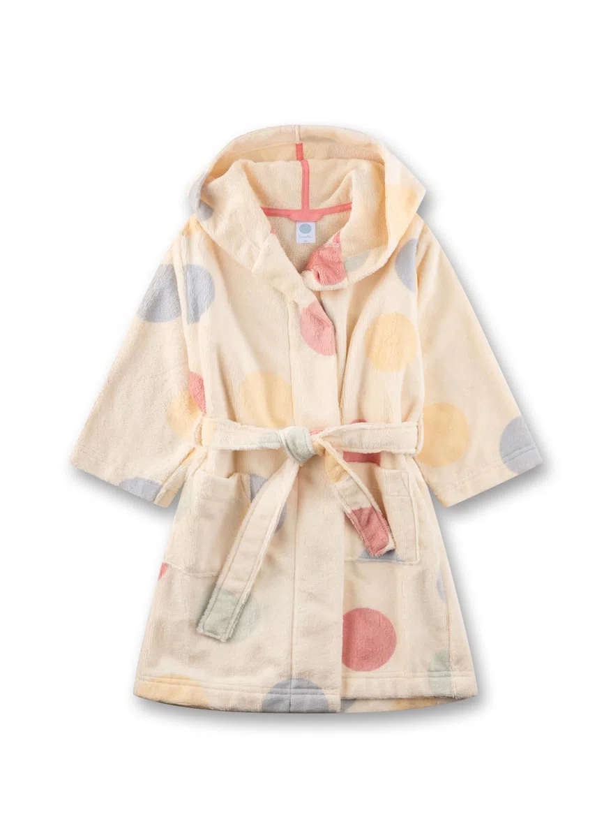 Sanetta Mädchen-Bademantel beige Dots | Hochwertiger und kuscheliger Bademantel aus Baumwolle.