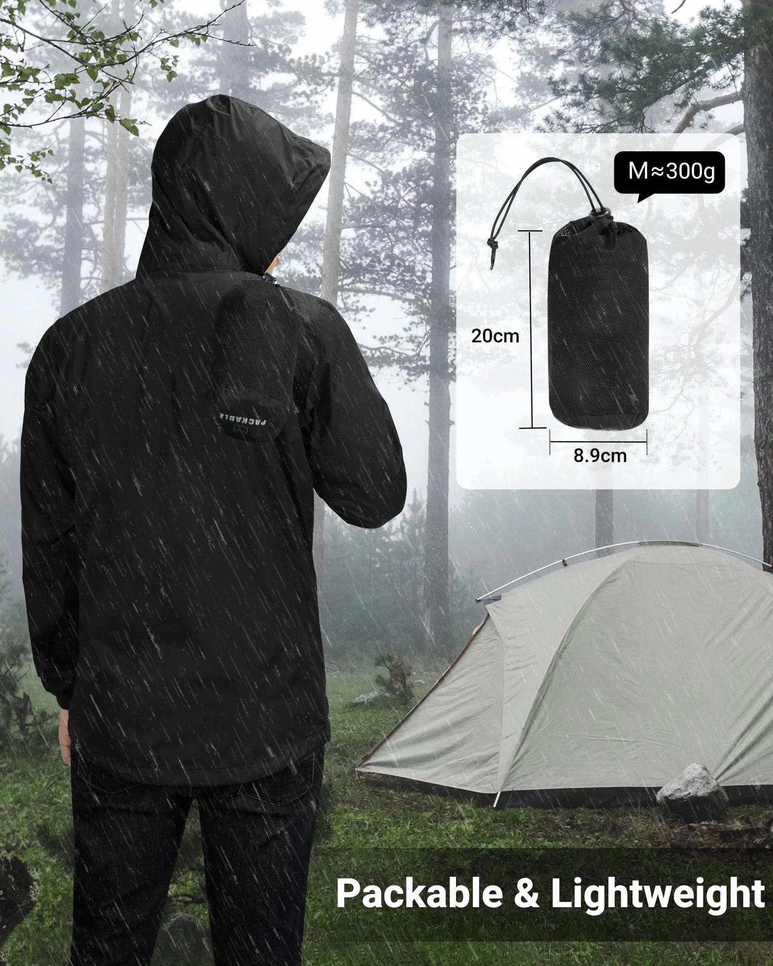 Outdoor Ventures Regenjacke Herren Wasserdicht Ultraleichte Dünne Faltbare Regenmantel Atmungsaktiv Fahrrad Regenjacke Sport