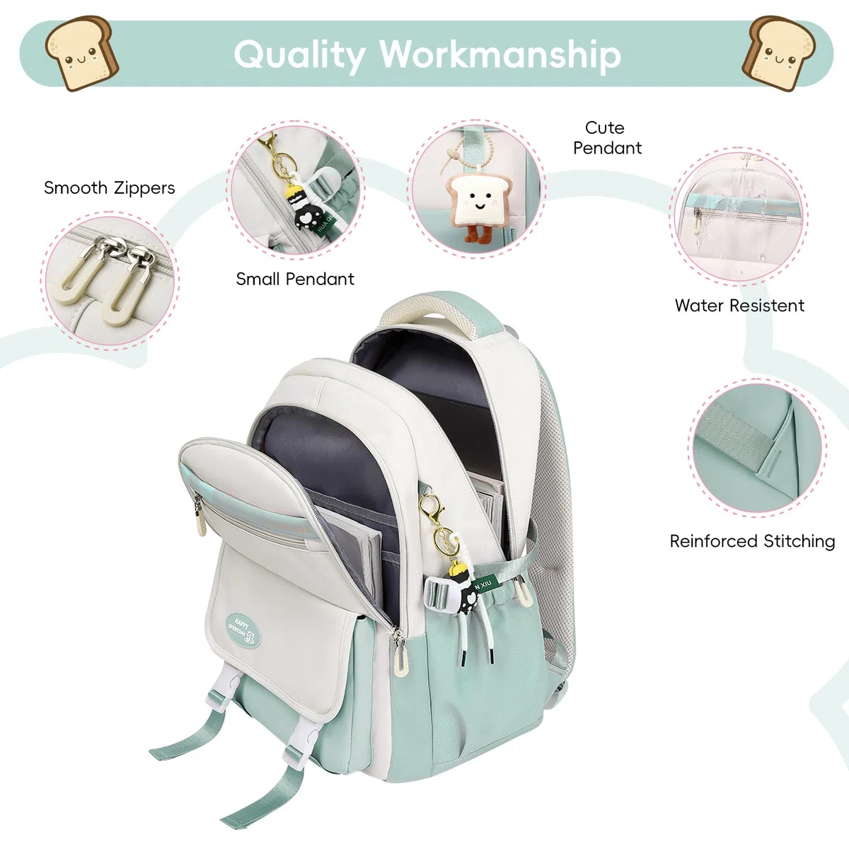 Tanou Schulrucksack Mädchen Rucksack für Teenager, Schultaschen-Set mit Studenten Umhängetasche und Federmäppchen, Kinder Schulranzen Casual Daypack School Bag for Girls