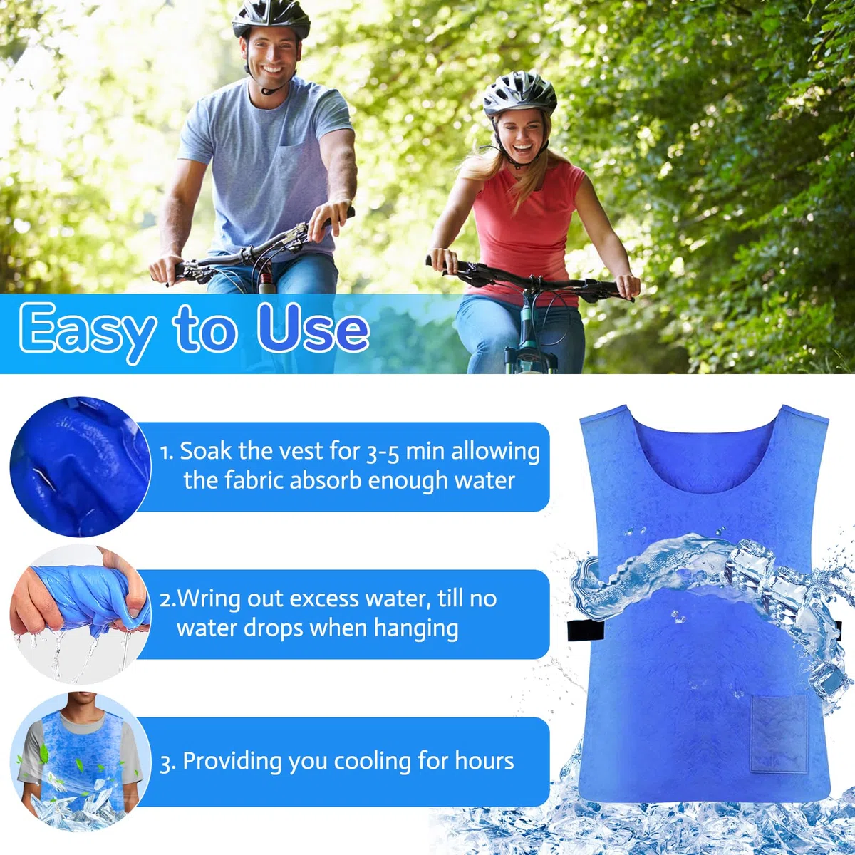 Kühlweste Damen Herren, PVA Eisweste mit Verdunstungskühlung – Verstellbare Kaltweste für Sommer, Outdoor, Baustelle, Garten & Sport – Sofort Aktivierung durch Wasser, Unisex